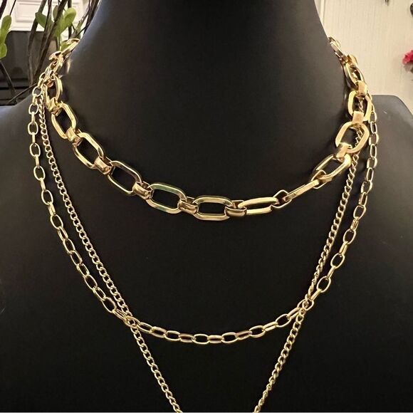 New Multilayer Chunky Link Chain Choker luxury designer snake pendant necklace - Picture 2 of 5